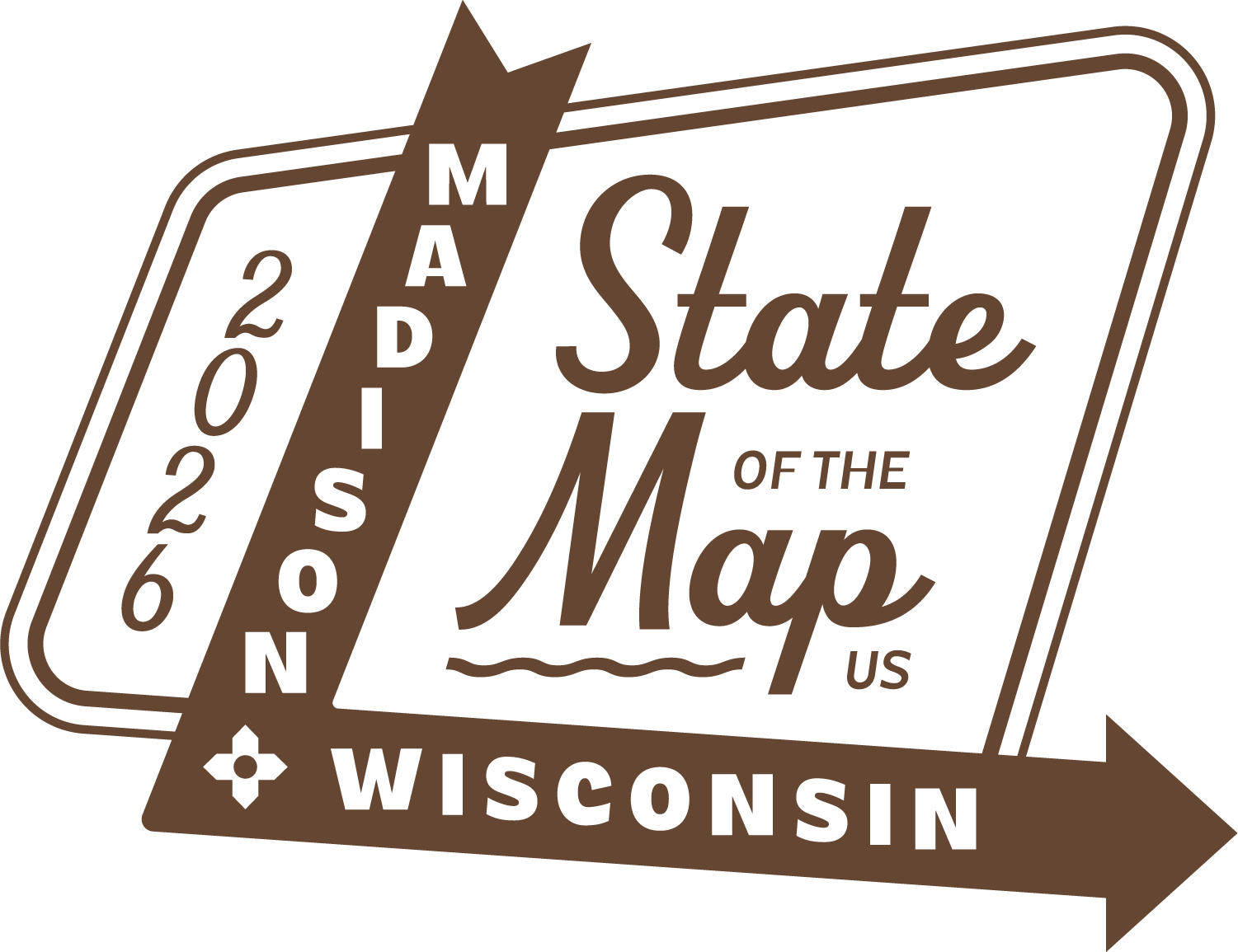 State of the Map US 2026 logo in brown