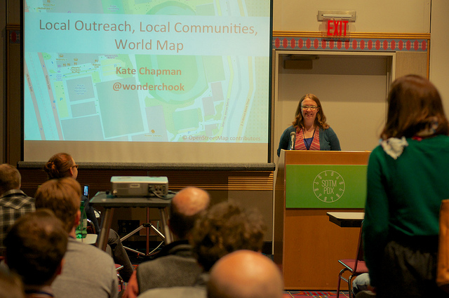 Kate Chapman's talk at State of the Map US Portland 2012. Photo:  Justin Miller