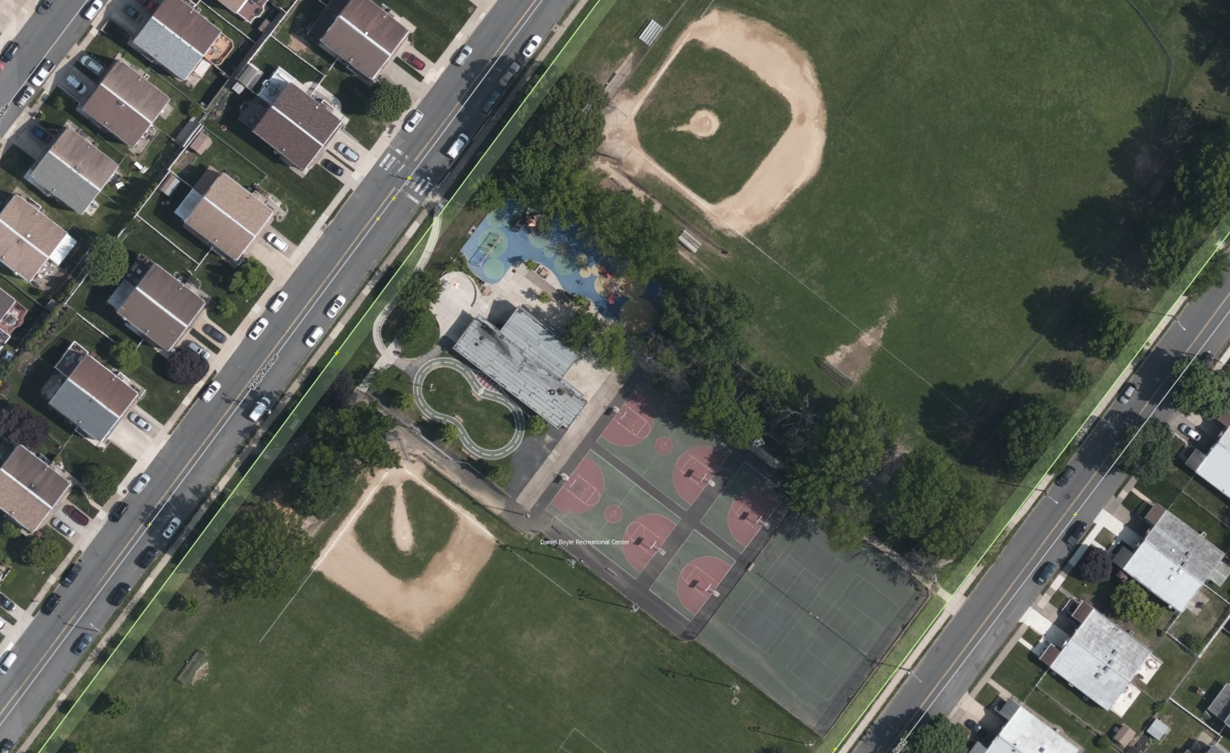 Aerial Imagery of Park with Recreation Features