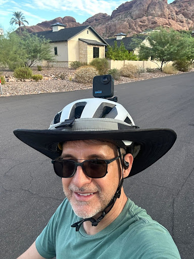 Sean on bike capturing imagery
